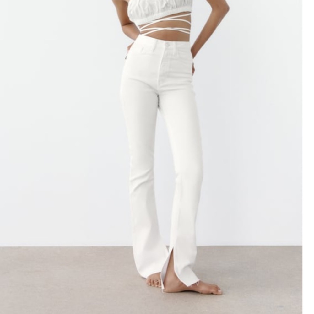 Zara high rise slim flare jeans